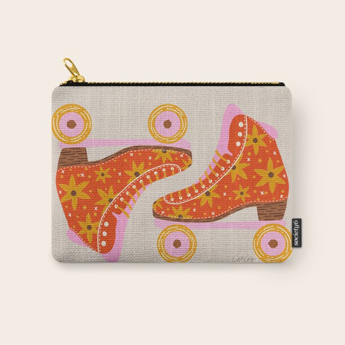 Retro Roller Skates - Coral Carry All Pouch Gallery Image 1