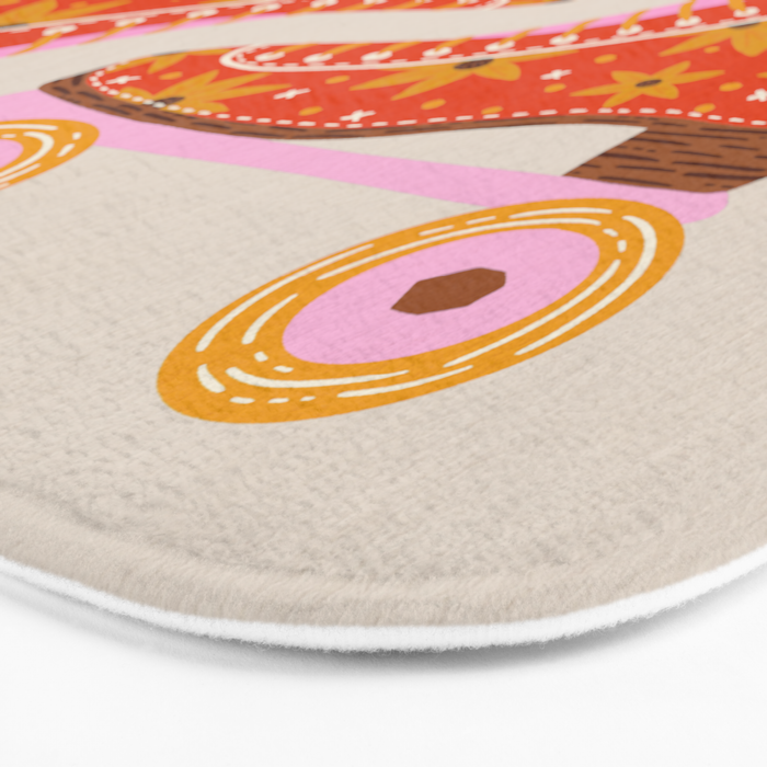 Retro Roller Skates - Coral Bath Mat Gallery Image 3