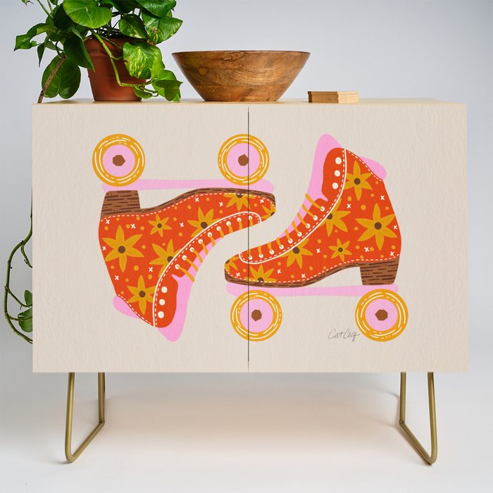 Retro Roller Skates - Coral Credenza Gallery Image 1