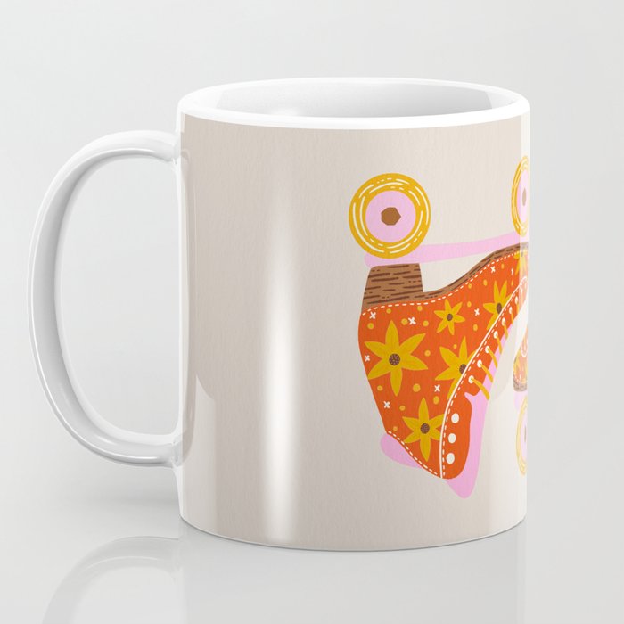 Retro Roller Skates - Coral Coffee Mug Gallery Image 3