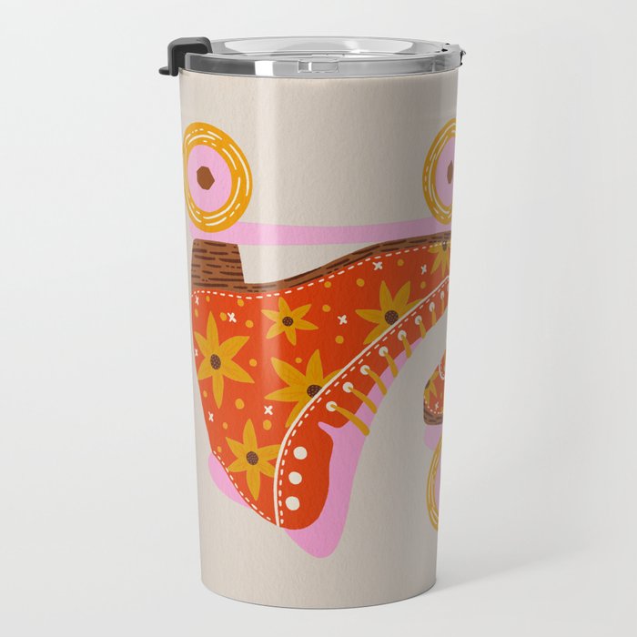 Retro Roller Skates - Coral Travel Mug Gallery Image 3