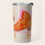 Retro Roller Skates - Coral Travel Mug Gallery Image 2