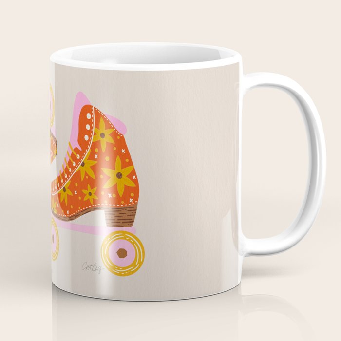 Retro Roller Skates - Coral Coffee Mug Gallery Image 1