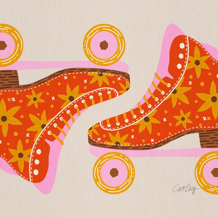 Retro Roller Skates - Coral Coffee Mug Gallery Image 2