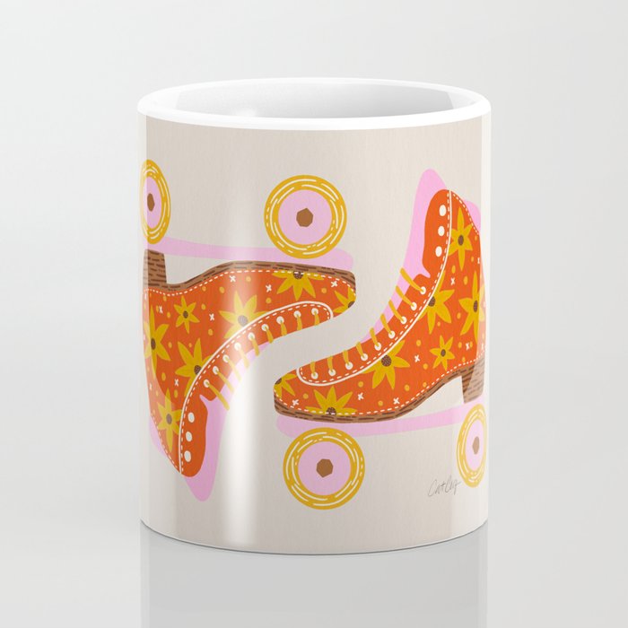 Retro Roller Skates - Coral Coffee Mug Gallery Image 4