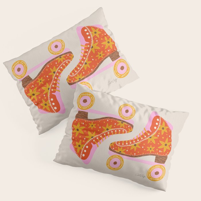 Retro Roller Skates - Coral Pillow Sham Gallery Image 3