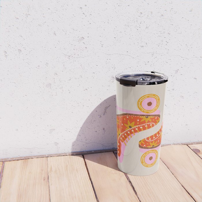 Retro Roller Skates - Coral Travel Mug Gallery Image 4