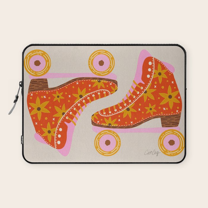 Retro Roller Skates - Coral Laptop Sleeve Gallery Image 1