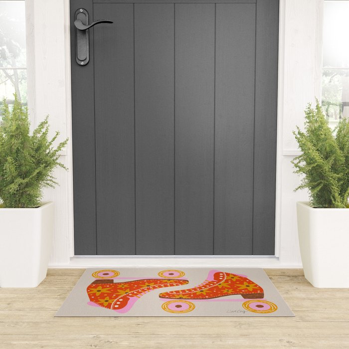 Retro Roller Skates - Coral Welcome Mat Gallery Image 3