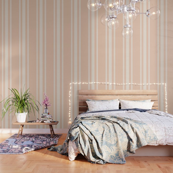 Mediterranean Ticking Stripe Dusty Peach Sand Wallpaper Gallery Image 3