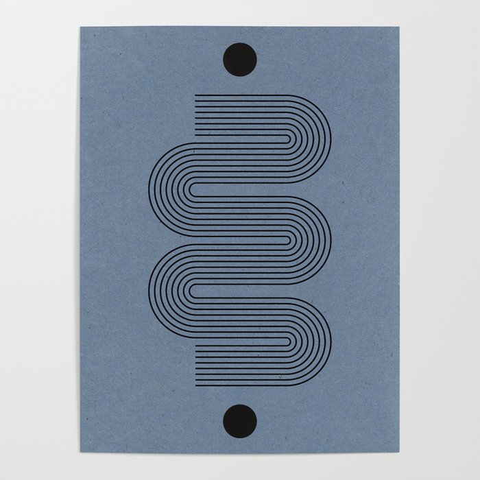 Blue Mid Century Modern Balance Poster Gallery Image 4