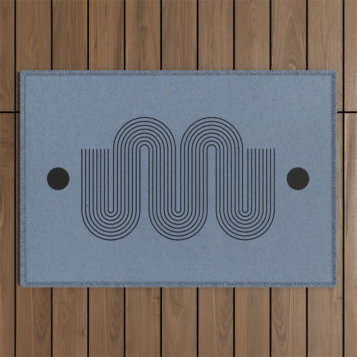 Blue Mid Century Modern Balance Outdoor Rug Gallery Image 1
