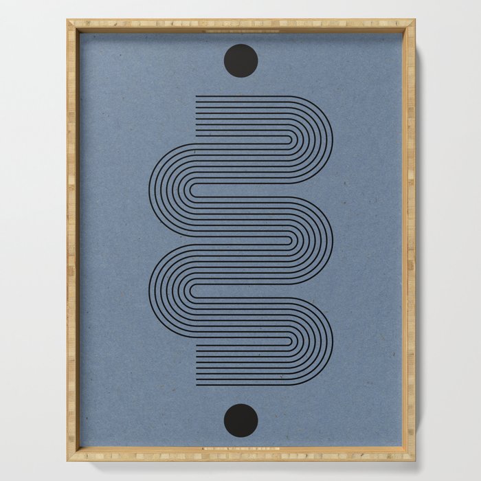 Blue Mid Century Modern Balance Serving Tray Gallery Image 1