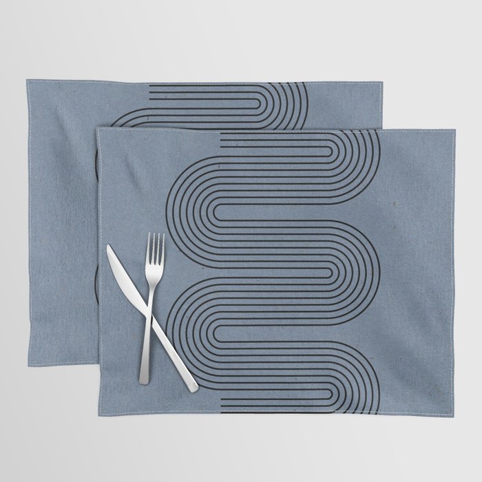 Blue Mid Century Modern Balance Placemat Gallery Image 1