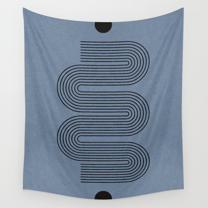 Blue Mid Century Modern Balance Wall Tapestry Gallery Image 4