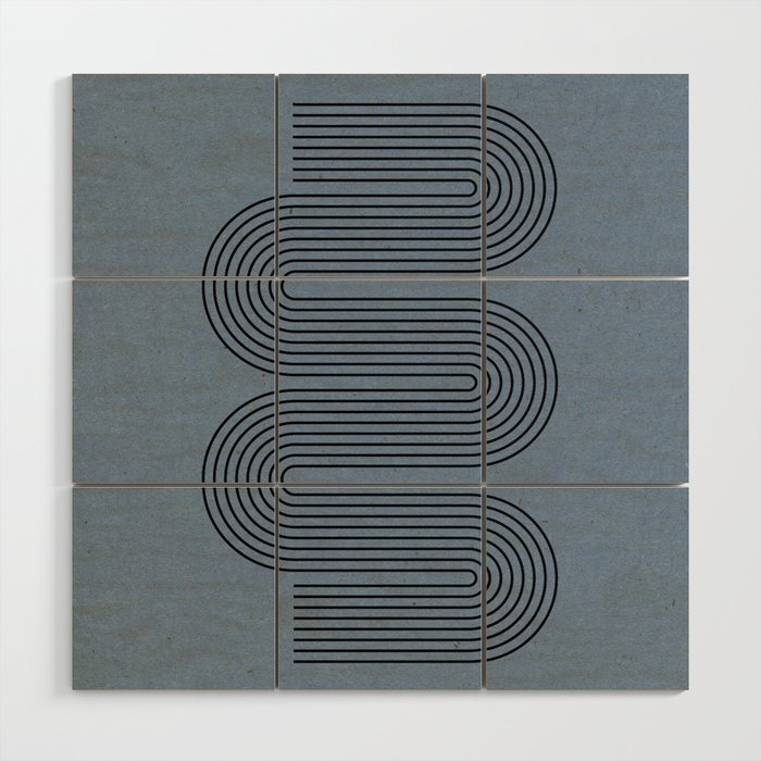 Blue Mid Century Modern Balance Wood Wall Art Gallery Image 1