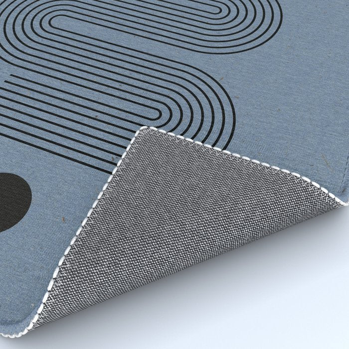 Blue Mid Century Modern Balance Rug Gallery Image 4