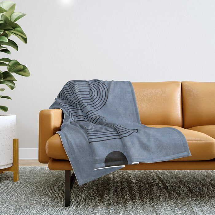 Blue Mid Century Modern Balance Throw Blanket Gallery Image 1