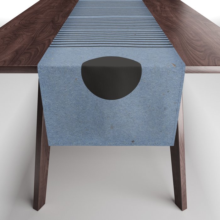 Blue Mid Century Modern Balance Table Runner Gallery Image 1