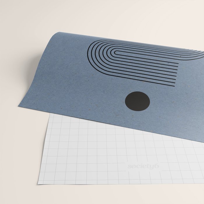 Blue Mid Century Modern Balance Wrapping Paper Gallery Image 2