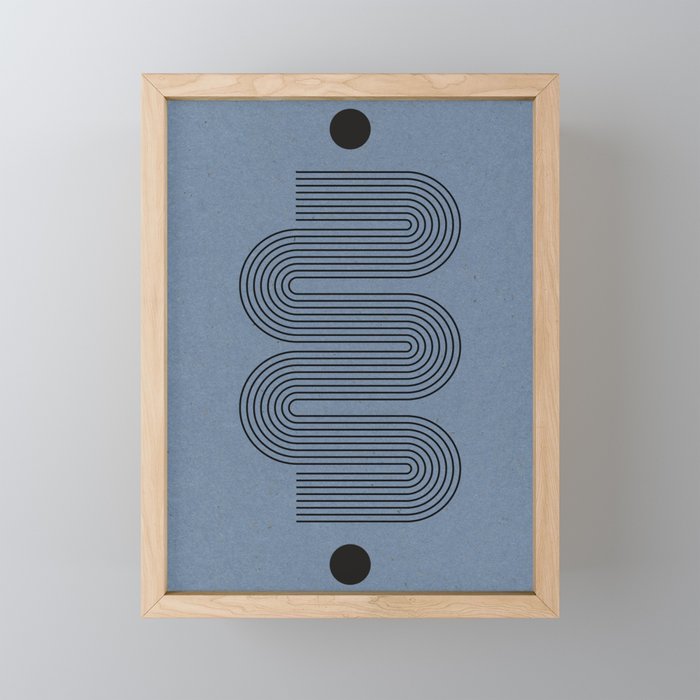 Blue Mid Century Modern Balance Mini Art Print Gallery Image 1