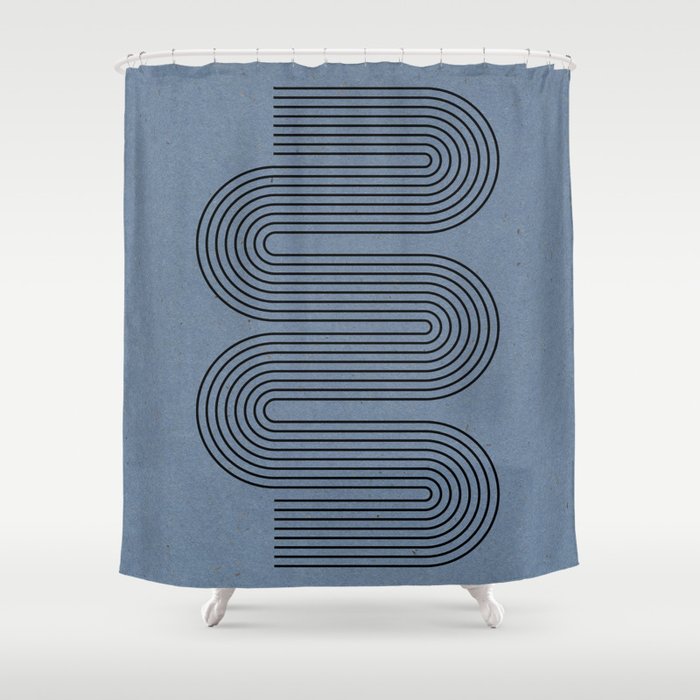 Blue Mid Century Modern Balance Shower Curtain Gallery Image 1