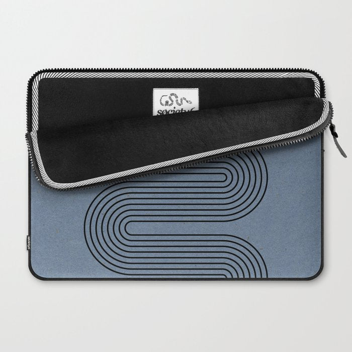 Blue Mid Century Modern Balance Laptop Sleeve Gallery Image 2