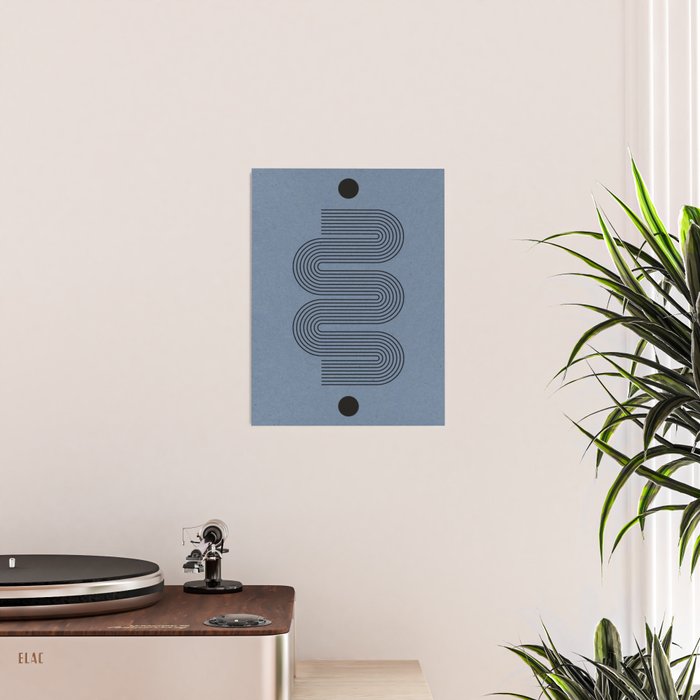 Blue Mid Century Modern Balance Poster Gallery Image 2