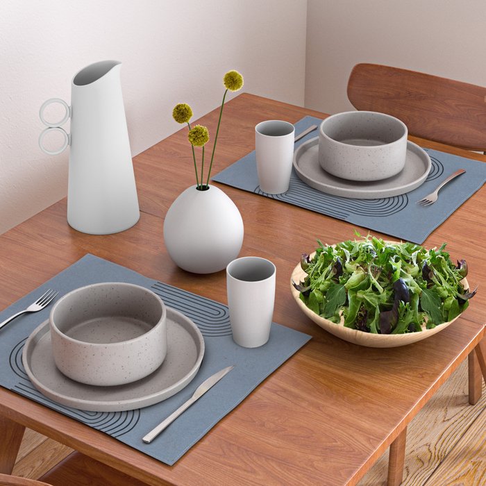 Blue Mid Century Modern Balance Placemat Gallery Image 2