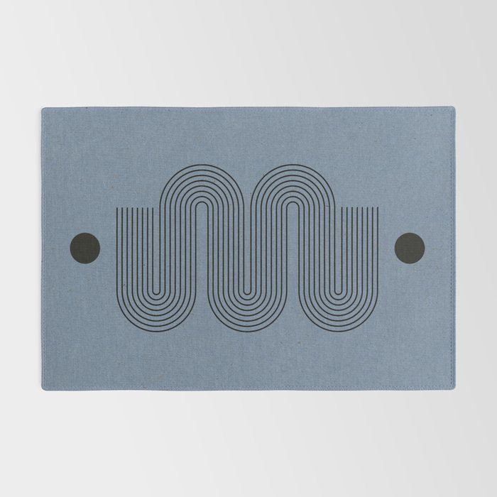 Blue Mid Century Modern Balance Rug Gallery Image 2