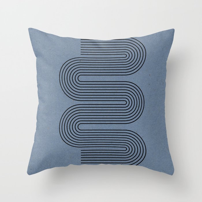 Blue Mid Century Modern Balance Throw Pillow Gallery Image 1