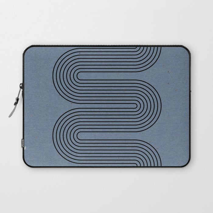 Blue Mid Century Modern Balance Laptop Sleeve Gallery Image 1
