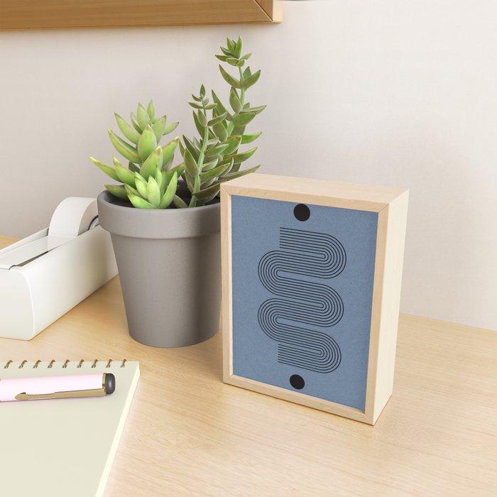 Blue Mid Century Modern Balance Mini Art Print Gallery Image 2