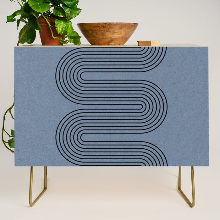 Blue Mid Century Modern Balance Credenza Gallery Image 1
