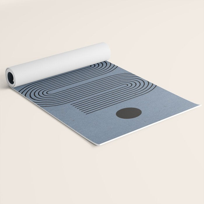 Blue Mid Century Modern Balance Yoga Mat Gallery Image 2