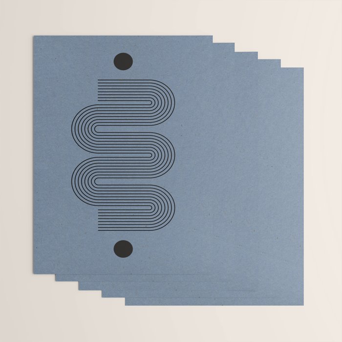 Blue Mid Century Modern Balance Wrapping Paper Gallery Image 3