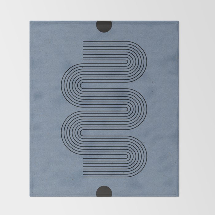 Blue Mid Century Modern Balance Throw Blanket Gallery Image 2