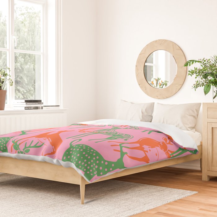 Vintage christmas deer animal art pattern Duvet Cover Gallery Image 2