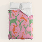 Vintage christmas deer animal art pattern Duvet Cover Gallery Image 6