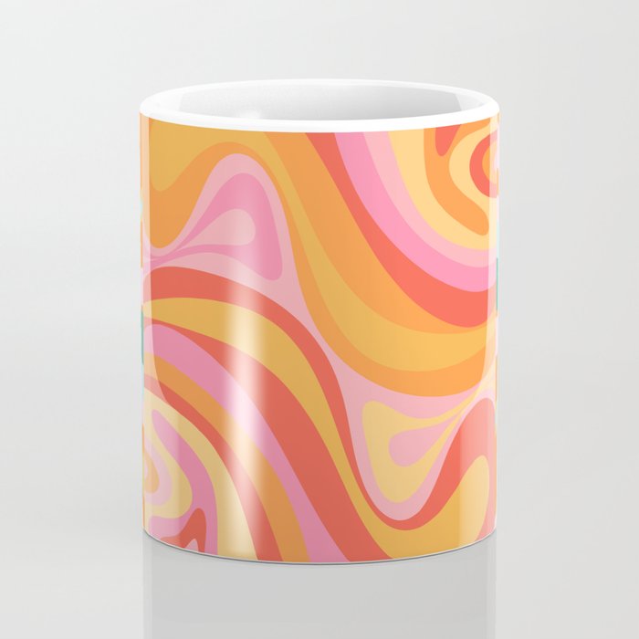 Super Trippy Retro Psychedelic Regress Multi Color Abstract Pattern Pink Orange Coffee Mug Gallery Image 4