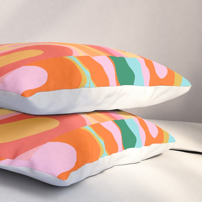 Super Trippy Retro Psychedelic Regress Multi Color Abstract Pattern Pink Orange Pillow Sham Gallery Image 3