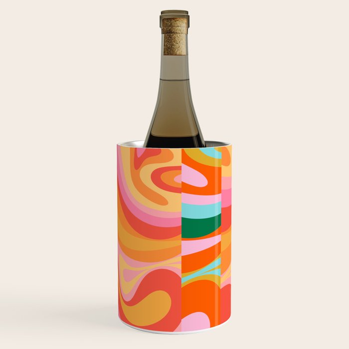 Super Trippy Retro Psychedelic Regress Multi Color Abstract Pattern Pink Orange Wine Chiller Gallery Image 3