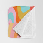Super Trippy Retro Psychedelic Regress Multi Color Abstract Pattern Pink Orange Throw Blanket Gallery Image 3
