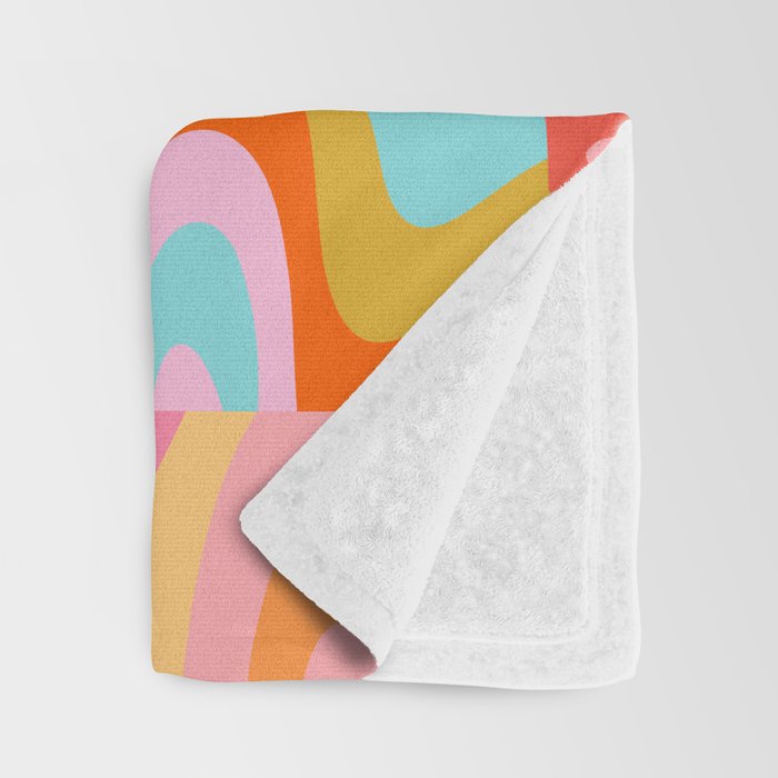 Super Trippy Retro Psychedelic Regress Multi Color Abstract Pattern Pink Orange Throw Blanket Gallery Image 3