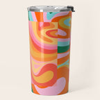 Super Trippy Retro Psychedelic Regress Multi Color Abstract Pattern Pink Orange Travel Mug Gallery Image 2