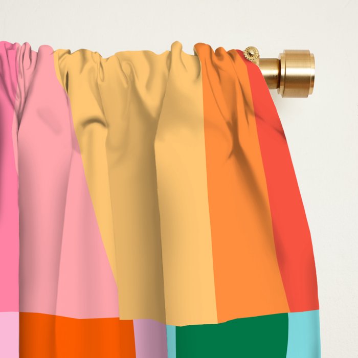 Super Trippy Retro Psychedelic Regress Multi Color Abstract Pattern Pink Orange Window Curtain Gallery Image 2