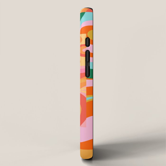 Super Trippy Retro Psychedelic Regress Multi Color Abstract Pattern Pink Orange iPhone Case Gallery Image 2