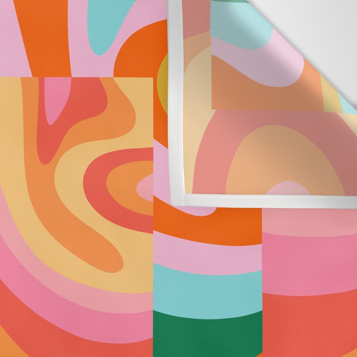 Super Trippy Retro Psychedelic Regress Multi Color Abstract Pattern Pink Orange Wall Tapestry Gallery Image 3