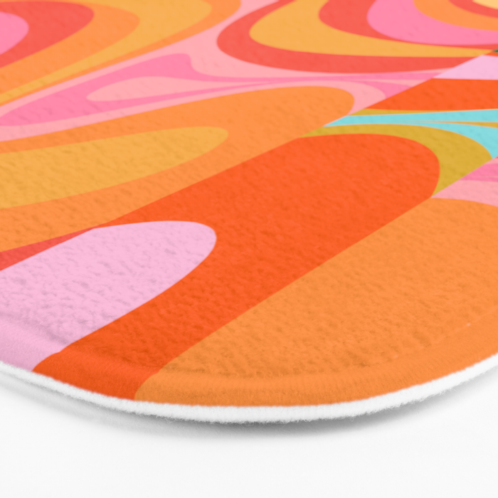 Super Trippy Retro Psychedelic Regress Multi Color Abstract Pattern Pink Orange Bath Mat Gallery Image 3
