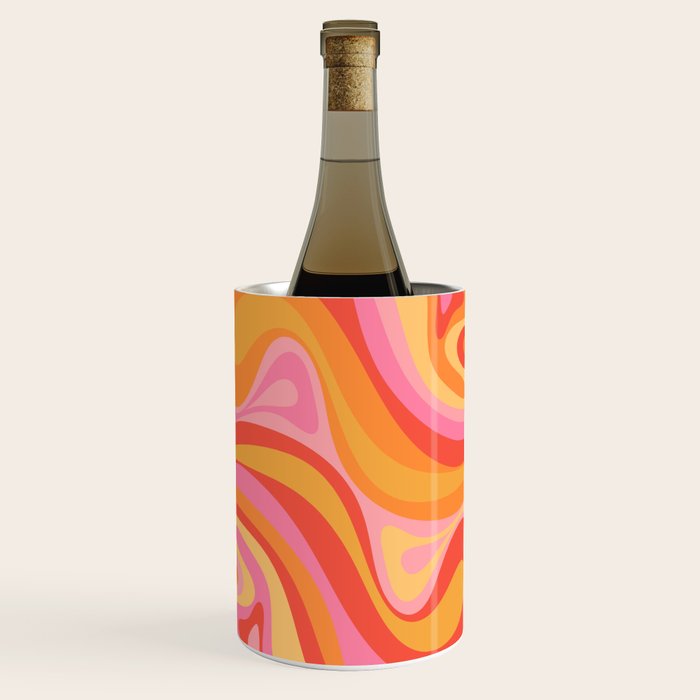 Super Trippy Retro Psychedelic Regress Multi Color Abstract Pattern Pink Orange Wine Chiller Gallery Image 1